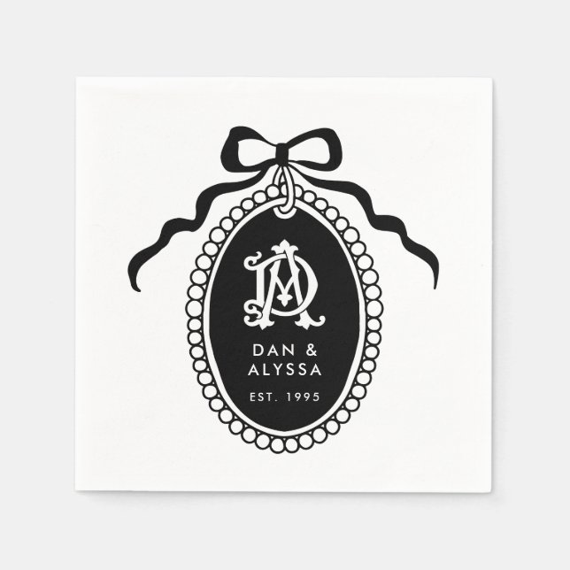 Svartvit Vintage-årsdag Pappersservett (Framsidan)