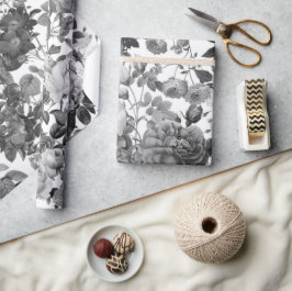 Svartvit Vintage, Blommigt Presentpapper