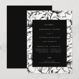 Svartvit Vintage, Blommigt, repetitionsmiddag Meddelande