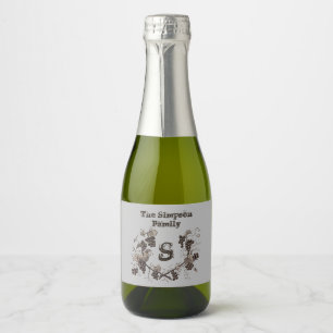 Svartvit vintage druvor och vindruvor, Monogram
