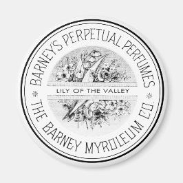 Svartvit Vintage Ephemera Parfym Magnet