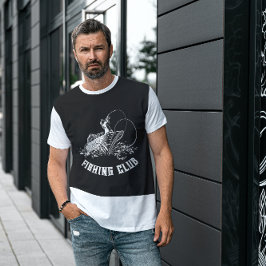 Svartvit Vintage Fiskare Klubb T Shirt