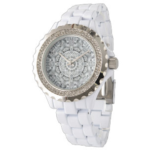 Svartvit Vintage Fractal Kaleidoskop Armbandsur