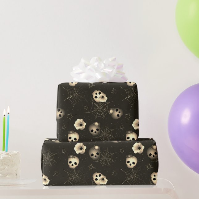 Svartvit Vintage Halloween Mönster Presentpapper (Festgåvor)