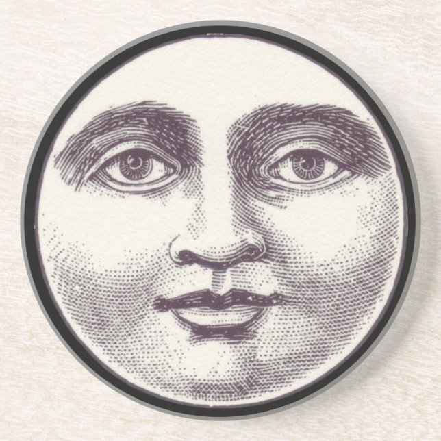 Svartvit vintage i måne fullt ansikte underlägg (Framsidan)