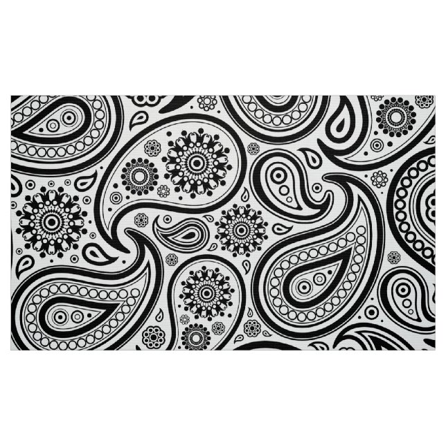 Svartvit Vintage Paisley Mönster Tyg (Fat Quarter)