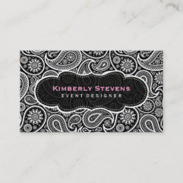 Svartvit Vintage Paisley Mönster Visitkort
