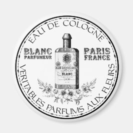 Svartvit Vintage Perfumers Blommigt Köln Magnet
