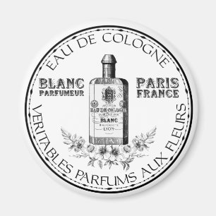 Svartvit Vintage Perfumers Blommigt Köln Magnet