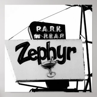 Svartvit Vintage Reno Pub Martini-tecken Poster