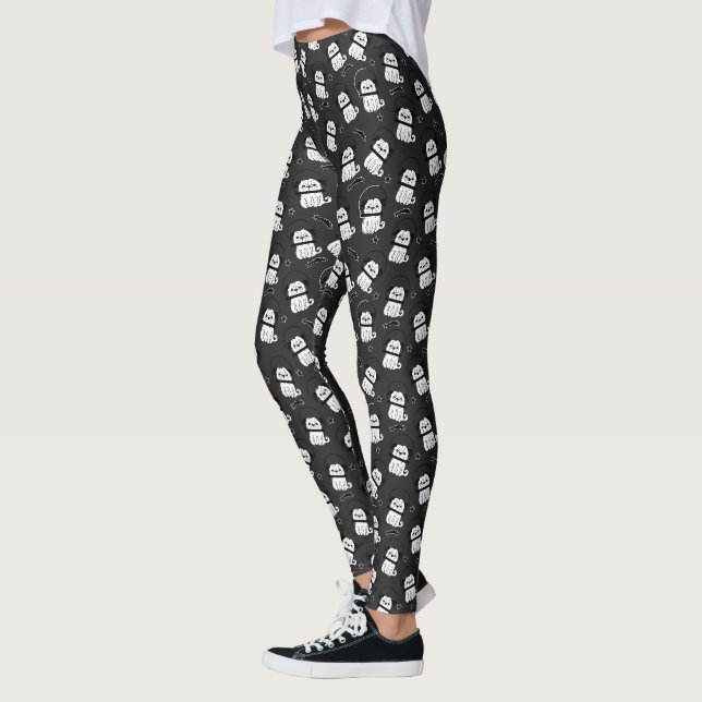 Svartvit vintage sköldpadda mönster leggings (Vänster)