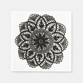 Svartvit Vintage Snöre Doily Napkin Pappersservett