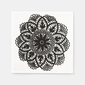 Svartvit Vintage Snöre Doily Napkin Pappersservett