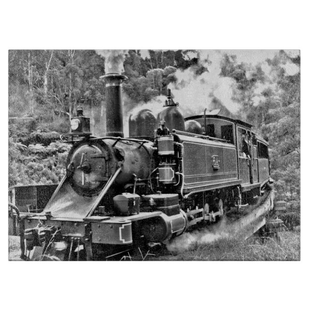 Svartvit Vintage Tåg-motor (Framsidan)