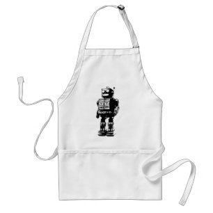 Svartvit vintagerobot förkläde