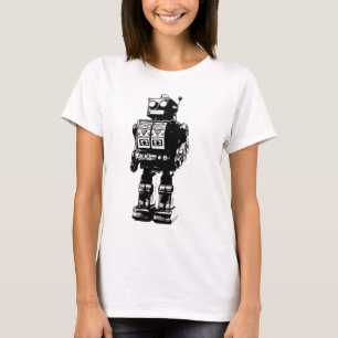 Svartvit vintagerobot t-shirt