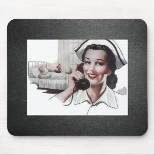 Svartvit vintagesjuksköterska musmatta
