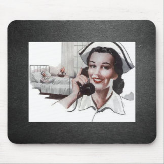 Svartvit vintagesjuksköterska musmatta