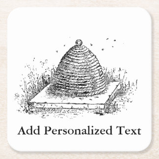 Svartvit vintageteckning för bikupa underlägg papper kvadrat