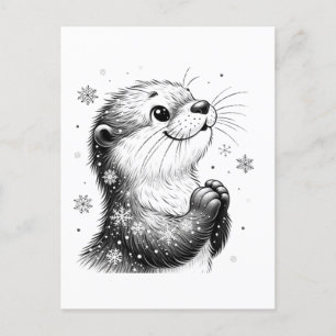 Svartvit vinter Otter Vykort