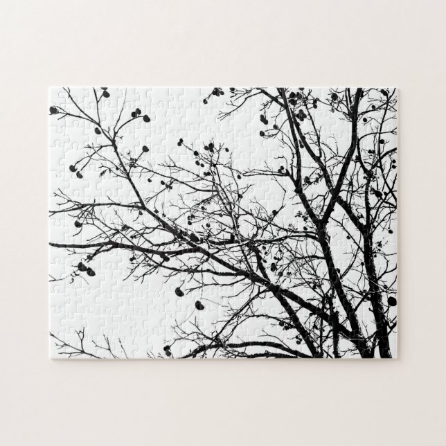 Svartvit vinter, Träd Pussel (Horisontell)