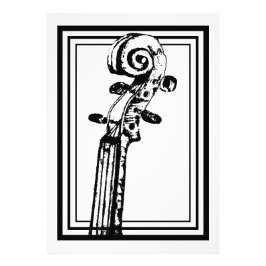 Svartvit violin Rulla med svarta konturer Fototryck