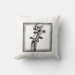 Svartvit violin Rulla med svarta konturer Kudde