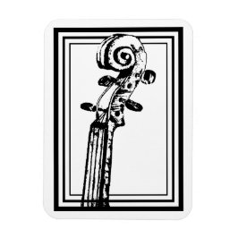 Svartvit violin Rulla med svarta konturer Magnet