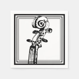 Svartvit violin Rulla med svarta konturer Pappersservett