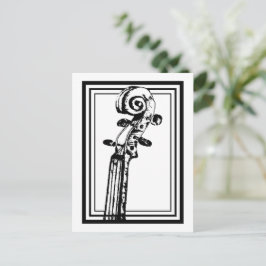 Svartvit violin Rulla med svarta konturer Vykort