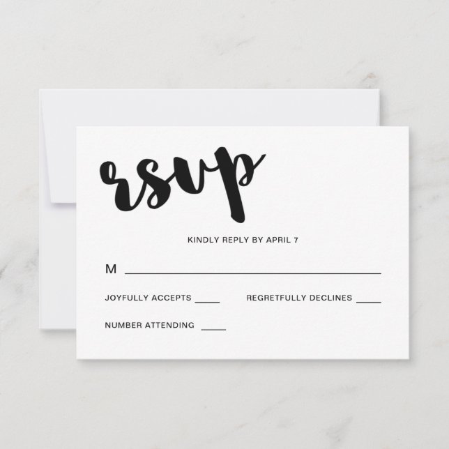 Svartvit vismisk typografi Bröllop OSA Kort (Framsida)