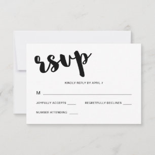 Svartvit vismisk typografi Bröllop OSA Kort