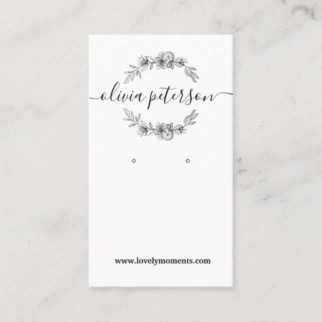 Svartvit visning för smyckesörning i Blommigt Visitkort (Framsida)