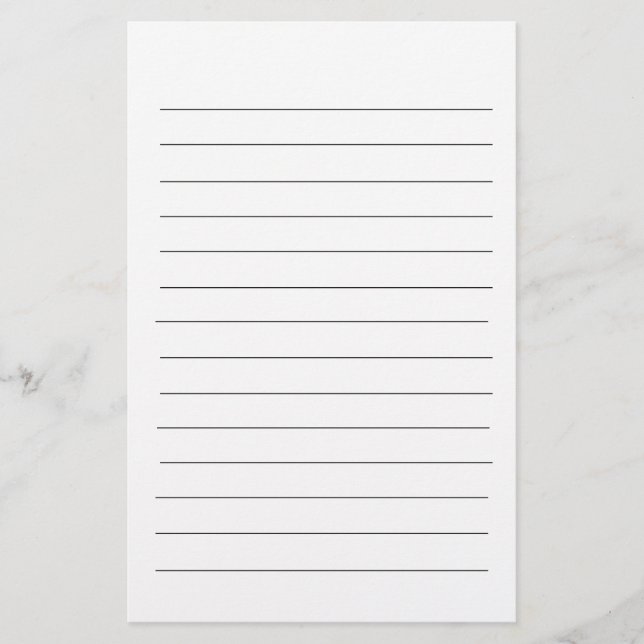 Svartvit, vit Elegant med oformaterad Linjer, enke Brevpapper (Framsida)