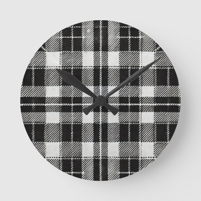 Svartvit vitskäggig Mönster Rund Klocka (Framsida)