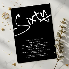 Svartvit Vuxen sextio sextionde Födelsedagsfesten Inbjudningar