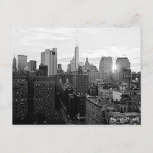 Svartvit vykort av New York City