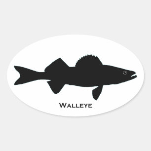 Svartvit Walleyelogotyp Ovalt Klistermärke
