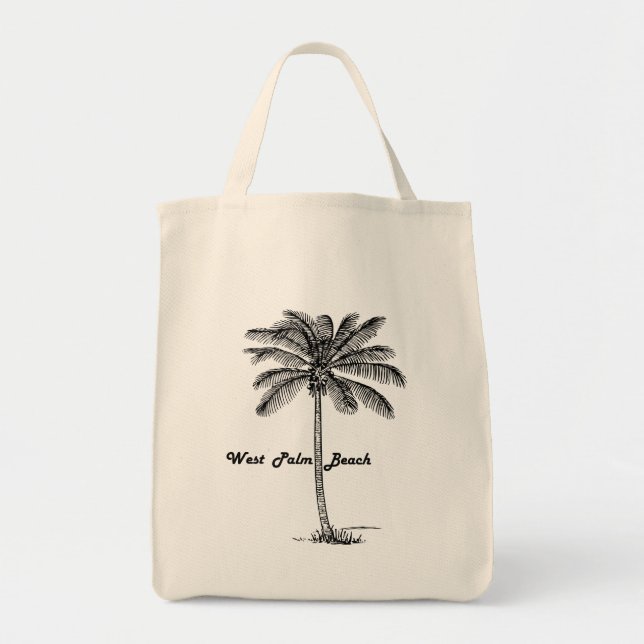Svartvit West Palm Beach & handflatandesign Tygkasse (Framsidan)