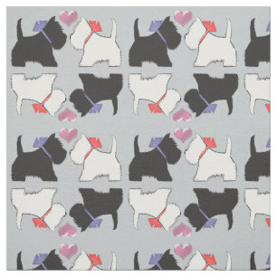 Svartvit Westie Hundar Art Fabric Tyg