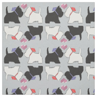 Svartvit Westie Hundar Art Fabric Tyg