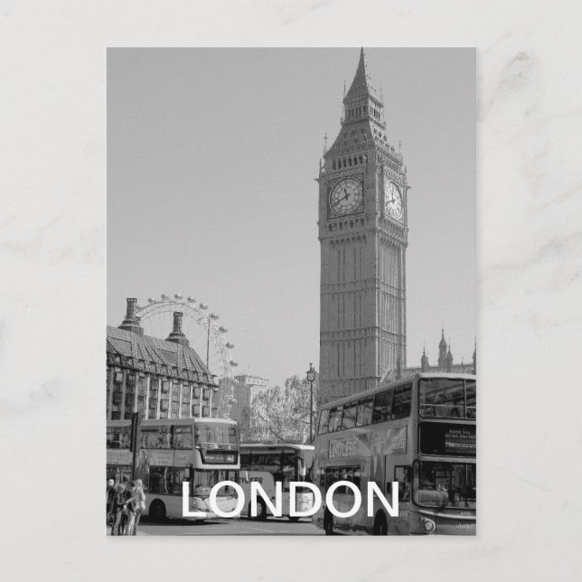Svartvit Westminster London-vykort Vykort (Framsida)