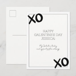 Svartvit XOXO Bestie Namn Galentine's Day Helg Vykort