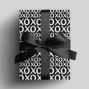 Svartvit XOXO Hugs och Kisses Galentine Day Presentpapper