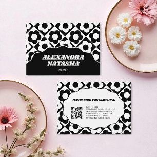Svartvit Y2K Flower handgjord kläder Visitkort