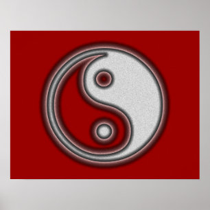 Svartvit Yin Yang symbolaffisch Poster