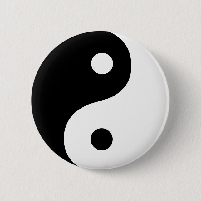 Svartvit Yin Yang Taoist Symbol Knapp (Framsida)