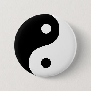 Svartvit Yin Yang Taoist Symbol Knapp