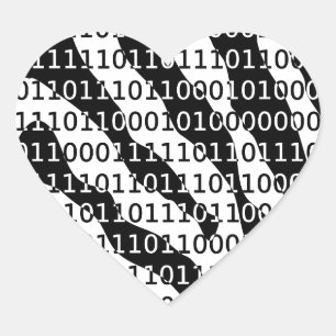 Svartvit Zebra-binärkod Hjärtformat Klistermärke