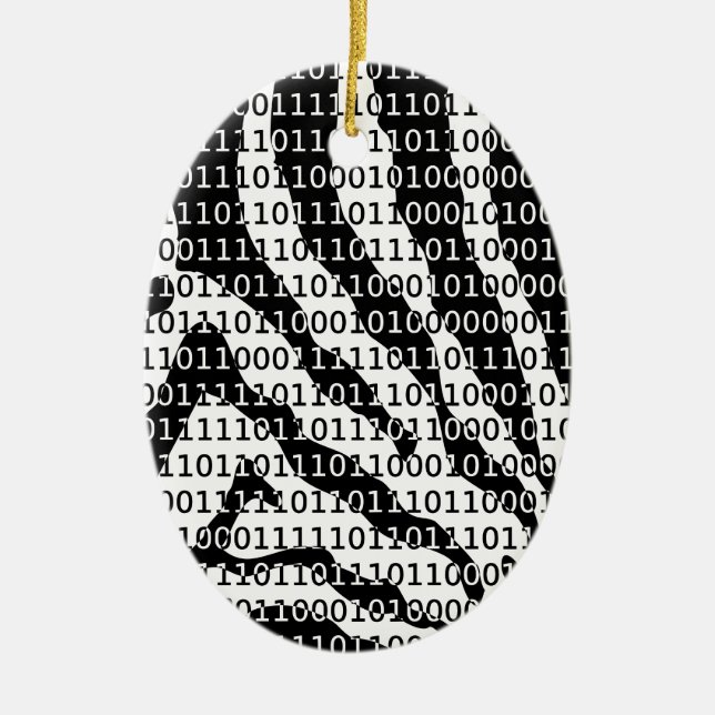Svartvit Zebra-binärkod Julgransprydnad Keramik (Framsidan)